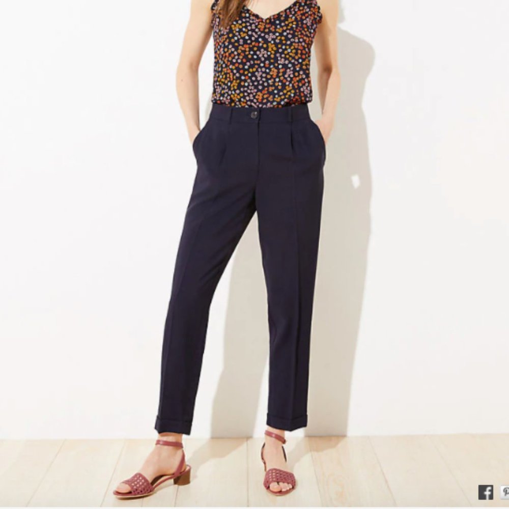NWT LOFT Navy Slim Pants With Stretch Waist - XXSP